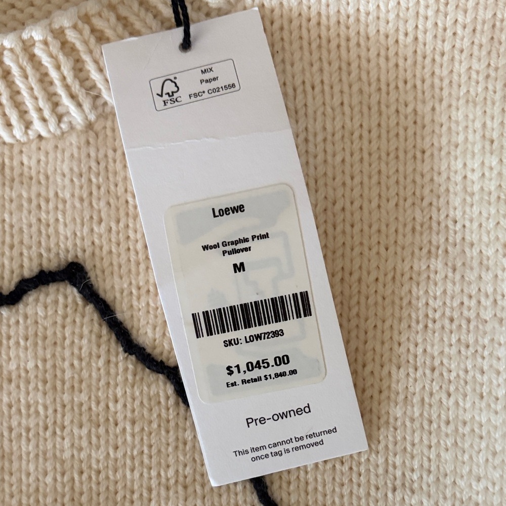 Loewe Cream Knit Sweater with Dog Graphic in Red, Blue and Black - Picture 5 of 6